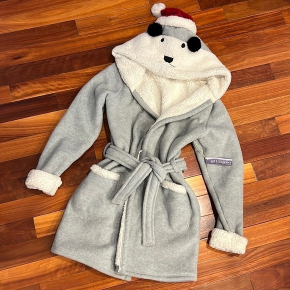 ⭐️ New Artisan NY Bear Hood Sherpa Robe Size Medium - Picture 3 of 10
